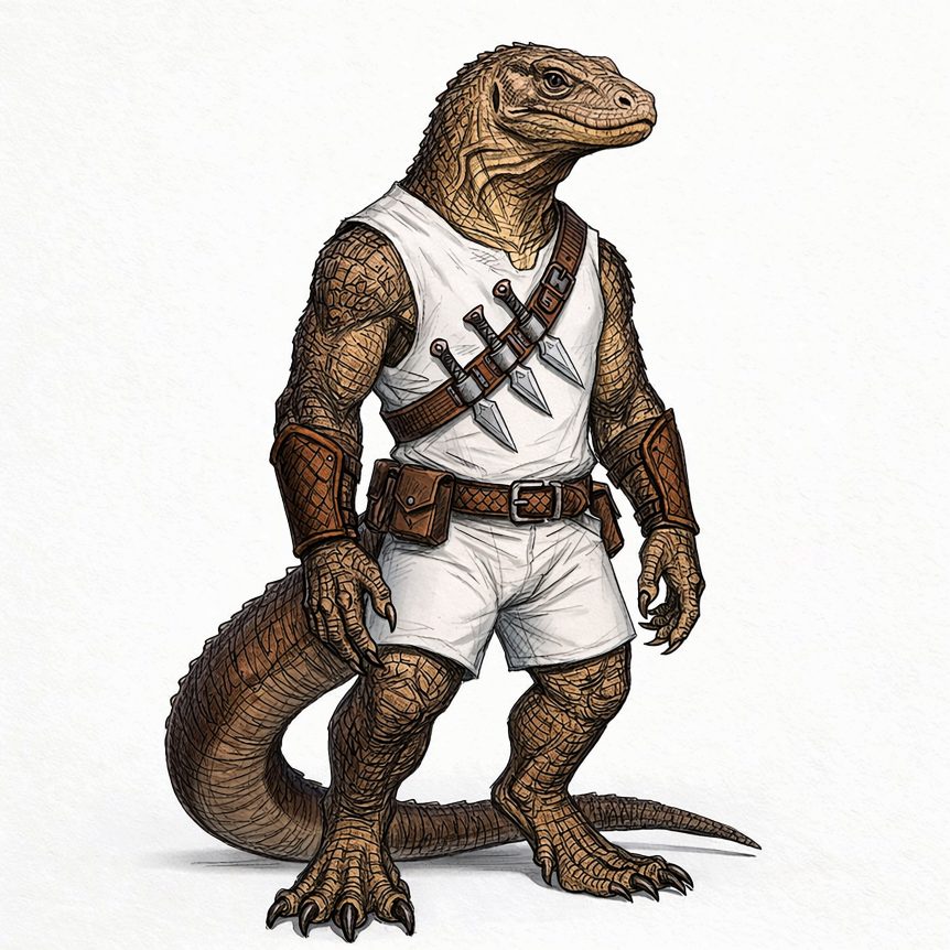 Ziss R'son, komodo dragon wizard